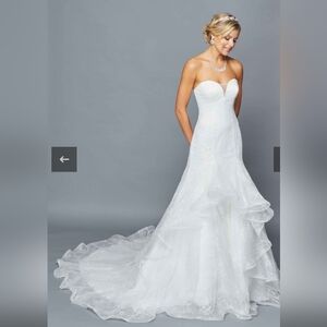 LOVELY LA DRESS M formal long wedding train sequins dress medium 416W IVORY